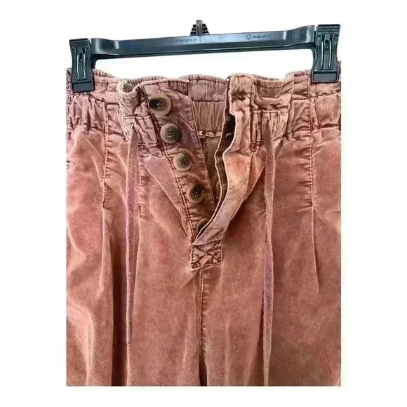 FREE PEOPLE Margate Corduroy Paperbag Trousers High Rise Gingerbread Size XS - Picture 3 of 5